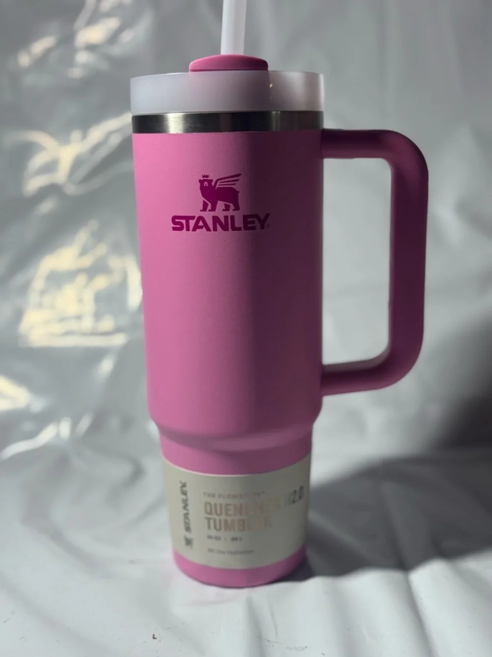 Stanley Pink Travel Mug with Handle and Straw Lid - Picture 2 of 2